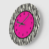 Funky Zebra Pink Round (Large Wall Clock) Große Wanduhr (Winkel)