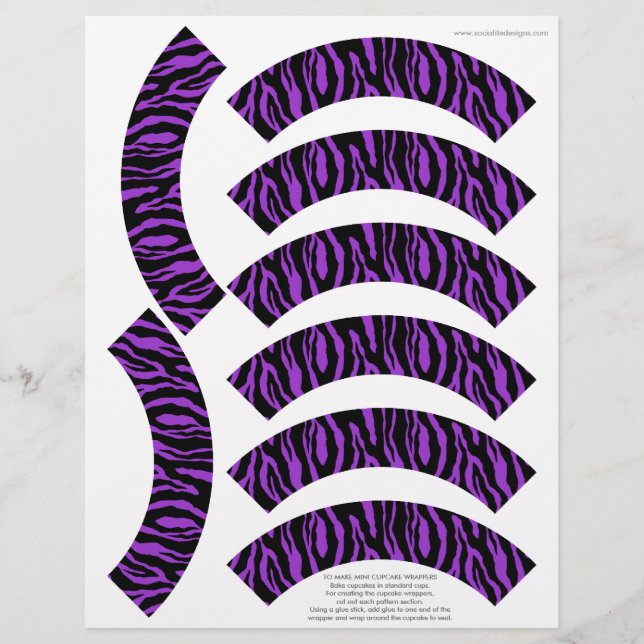 Funky Zebra Print Lila Mini Cupcake Wrappers (Vorderseite)