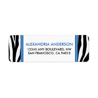 Funky Zebra Print Return Address Label (blau)