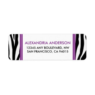 Funky Zebra Print Return Address Label (lila)