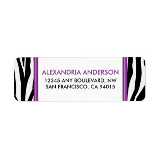 Funky Zebra Print Return Address Label (lila)