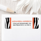 Funky Zebra Print Return Address Label (orange) (Insitu)