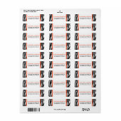 Funky Zebra Print Return Address Label (orange) (Vorne)
