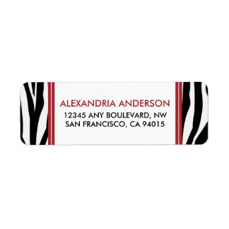 Funky Zebra Print Return Address Label (rot)