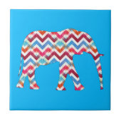 Funky Zickzack-Zickzack Elefant auf aquamarinem Fliese (Vorderseite)