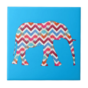 Funky Zickzack-Zickzack Elefant auf aquamarinem Fliese