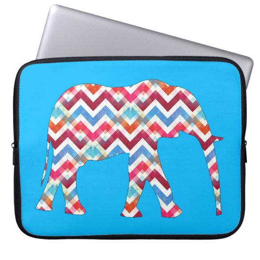 Funky Zickzack-Zickzack Elefant auf aquamarinem Laptopschutzhülle (Vorderseite)