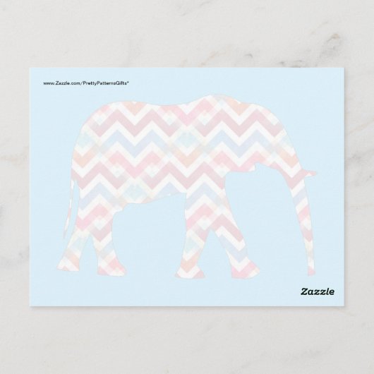 Funky Zigzag Zickzack Elephant auf Aquamarin Blue Postkarte (Rückseite)