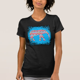 Funky Zigzag Zickzack Elephant auf Aquamarin Blue T-Shirt