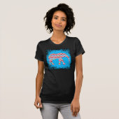 Funky Zigzag Zickzack Elephant auf Aquamarin Blue T-Shirt (Vorne ganz)