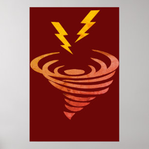 Funnel Cloud Storm Illustration Art, Wettersturm Poster
