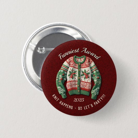 Funniest Ugly Sweater Award Party Button (Vorne & Hinten)