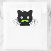 FUNNLIME GREEN MUSTACHE VINTAG SCHWARZE KATZE RECHTECKIGER AUFKLEBER (Tasche)