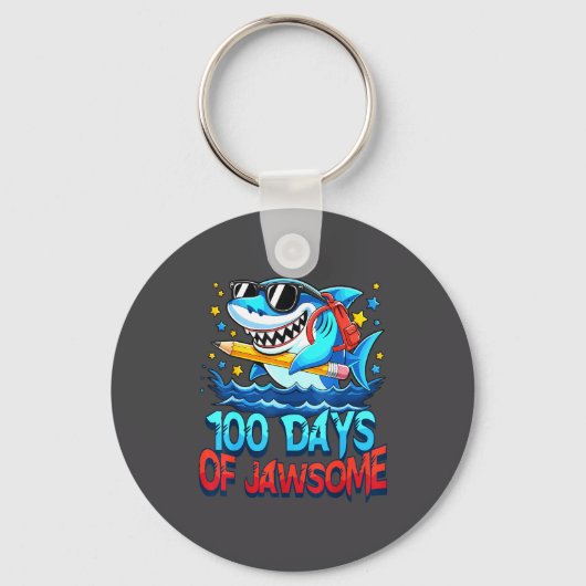 Funny 100 Days Of Jawsome Shark Kids Boy 100th Day Schlüsselanhänger (Vorderseite)