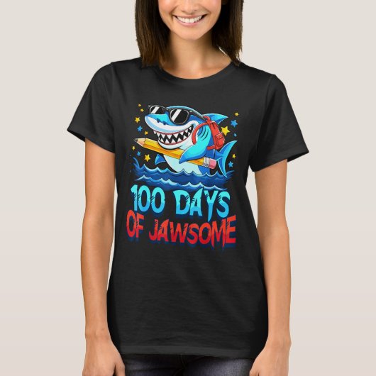 Funny 100 Days Of Jawsome Shark Kids Boy 100th Day T-Shirt (Vorderseite)