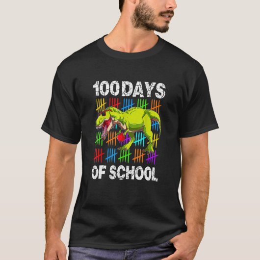 Funny 100 Days Of School 100th Day Of School Dino T-Shirt (Vorderseite)