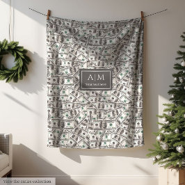 Funny 100 Dollar Pattern Custom Name Blanket Fleecedecke
