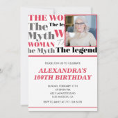 Funny 100. Geburtstag Einladung Foto Myth Legend (Vorderseite)
