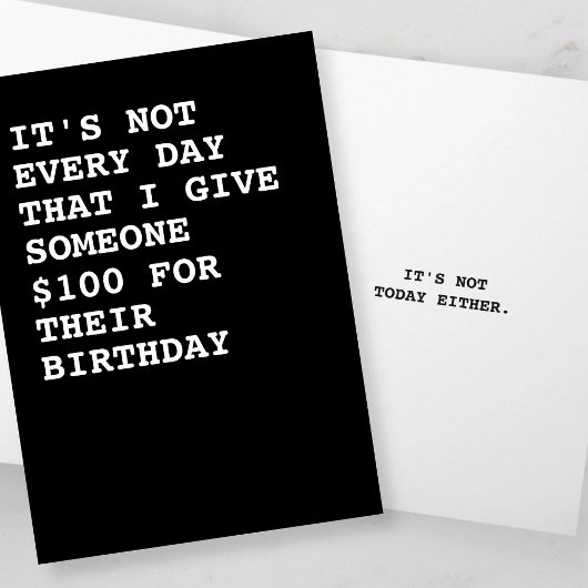 Funny $100 zum Geburtstag Karte