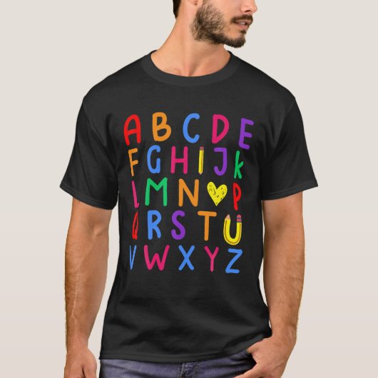 Funny 100th Day Kindergarten Alphabet T-Shirt (Vorderseite)