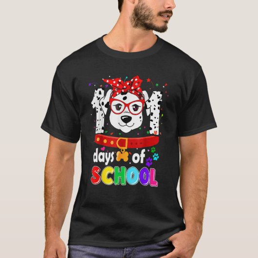 Funny 101 Days School Dog Lover Students Teachers T-Shirt (Vorderseite)