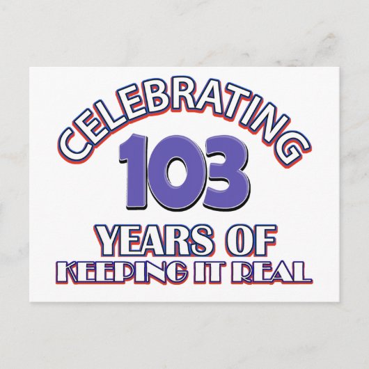 Funny 103. Geburtstagsdesigns Postkarte (Vorderseite)