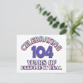 Funny 104. Geburtstagsdesigns Postkarte (Stehend Vorderseite)