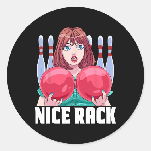 Funny 10-Button Bowler Nice Rack Bowling Runder Aufkleber (Vorderseite)