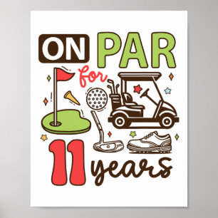 Funny 11. Geburtstag Golf Shirt 11 Jahre alter Gol Poster