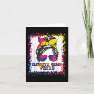 Funny 11. Klasse Vibes Messy Bun Zurück zur Schule Karte