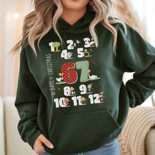 Funny 12 Days of Christmas 67 Six Seven Meme Black Hoodie