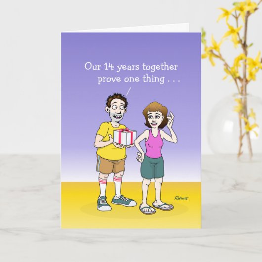Funny 14. Wedding Anniversary Card Karte (Gelbe Blume)