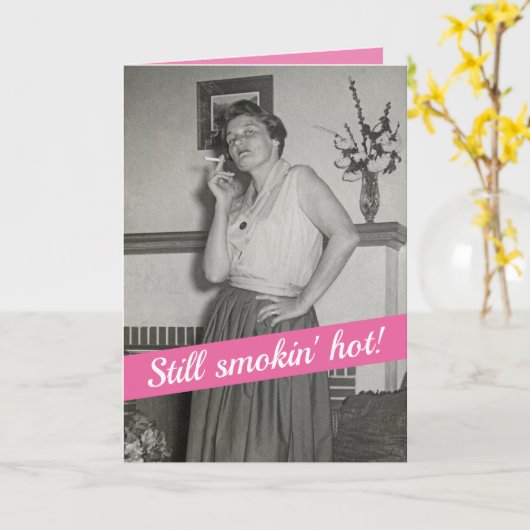 Funny 1950er Jahre Frauen, die Smokin' heißer Gebu Karte (Gelbe Blume)