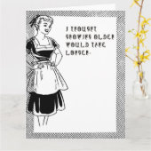 Funny 1950s Hausfrau Karte (Gelbe Blume)