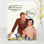 Funny 1950s Hausfrau Karte (Gelbe Blume)