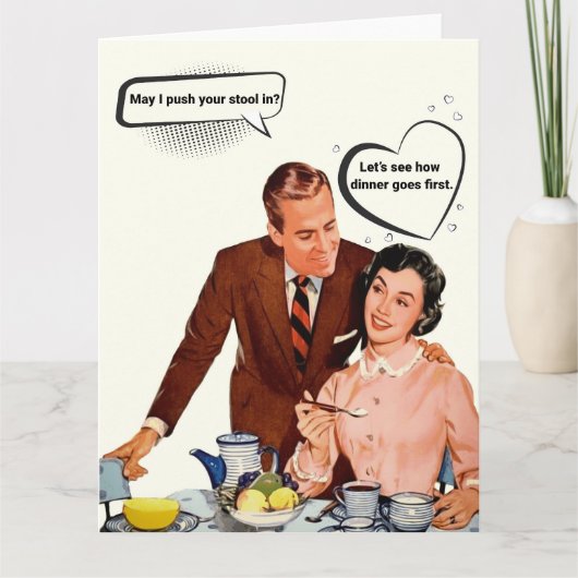 Funny 1950s Hausfrau Karte (Vorderseite)