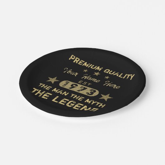 Funny 1973 Birthday Man Myth Legend Pappteller (Schrägansicht)