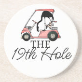 Funny 19. Loch Golf Cart Flamingo Getränkeuntersetzer (Vorne)
