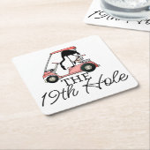 Funny 19. Loch Golf Cart Flamingo Rechteckiger Pappuntersetzer (angewinkelt)