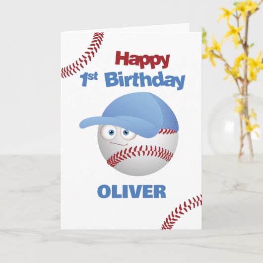 Funny 1. Geburtstag Baseball Thema Karte (Gelbe Blume)