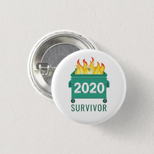 Funny 2020 Ich überlebte Dumpster Fire Button (Vorne & Hinten)