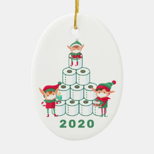 Funny 2020 Weihnachtself   Toilettenpapier Keramik Ornament