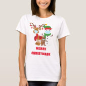 Funny 2021 Reindeer Snowman Face maskiert Christma T-Shirt (Vorderseite)