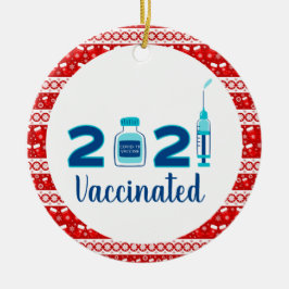 Funny 2021 vaccine christmas ceramic ornament