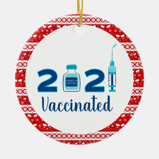 Funny 2021 vaccine christmas ceramic ornament (Vorne)
