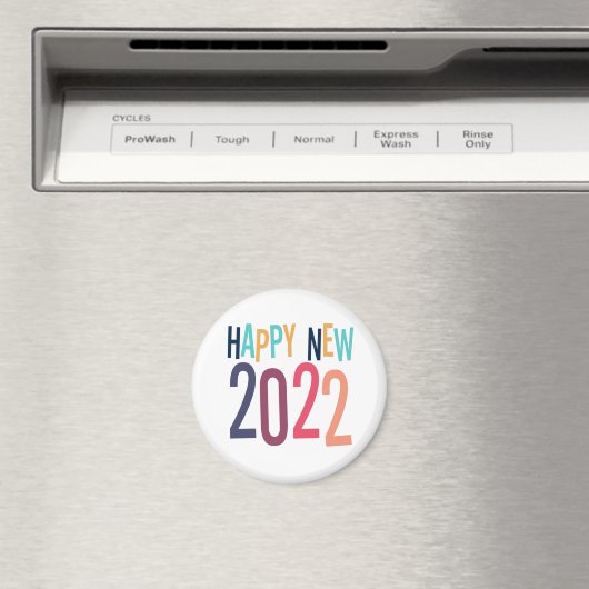 Funny 2022 Frohes neues Jahr mit farbenfrohen Text Magnet (In Situ (Geschirrspüler))