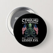 Funny 2024 Wahlen Cthulhu für den Präsidenten Button (Vorne & Hinten)
