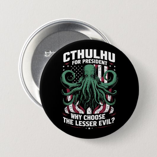 Funny 2024 Wahlen Cthulhu für den Präsidenten Button (Vorne & Hinten)