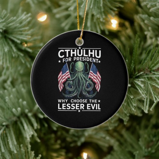 Funny 2024 Wahlen Cthulhu für den Präsidenten Keramik Ornament (Baum)