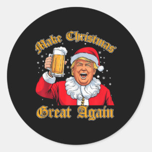 Funny 2024 Weihnachten Trump Drink Beer Trump Sant Runder Aufkleber